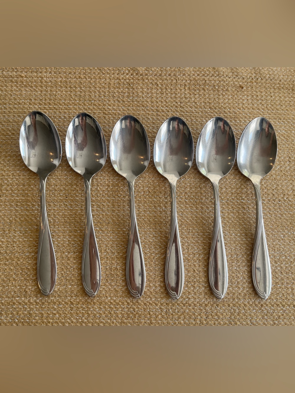 Oneida CAMBER CRESTA Windswept Scroll Stainless Flatware - Soup Spoons (6)